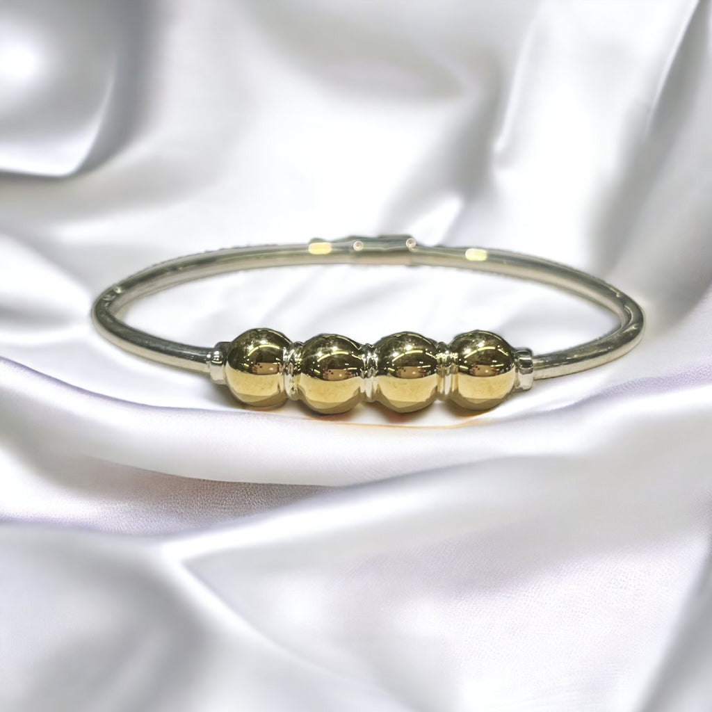 14K & Sterling Silver 4 Ball Bracelet