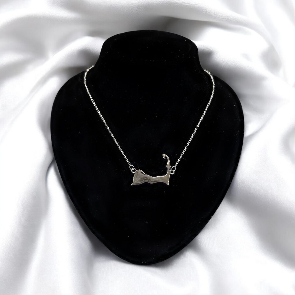 Sterling Silver Solid Map Necklace