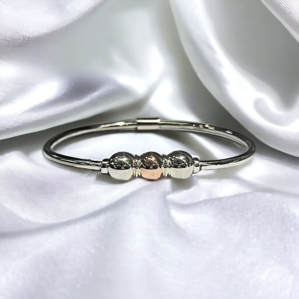 Triple Ball Bracelet- 1 14K Rose Gold & 2 Sterling Silver Balls