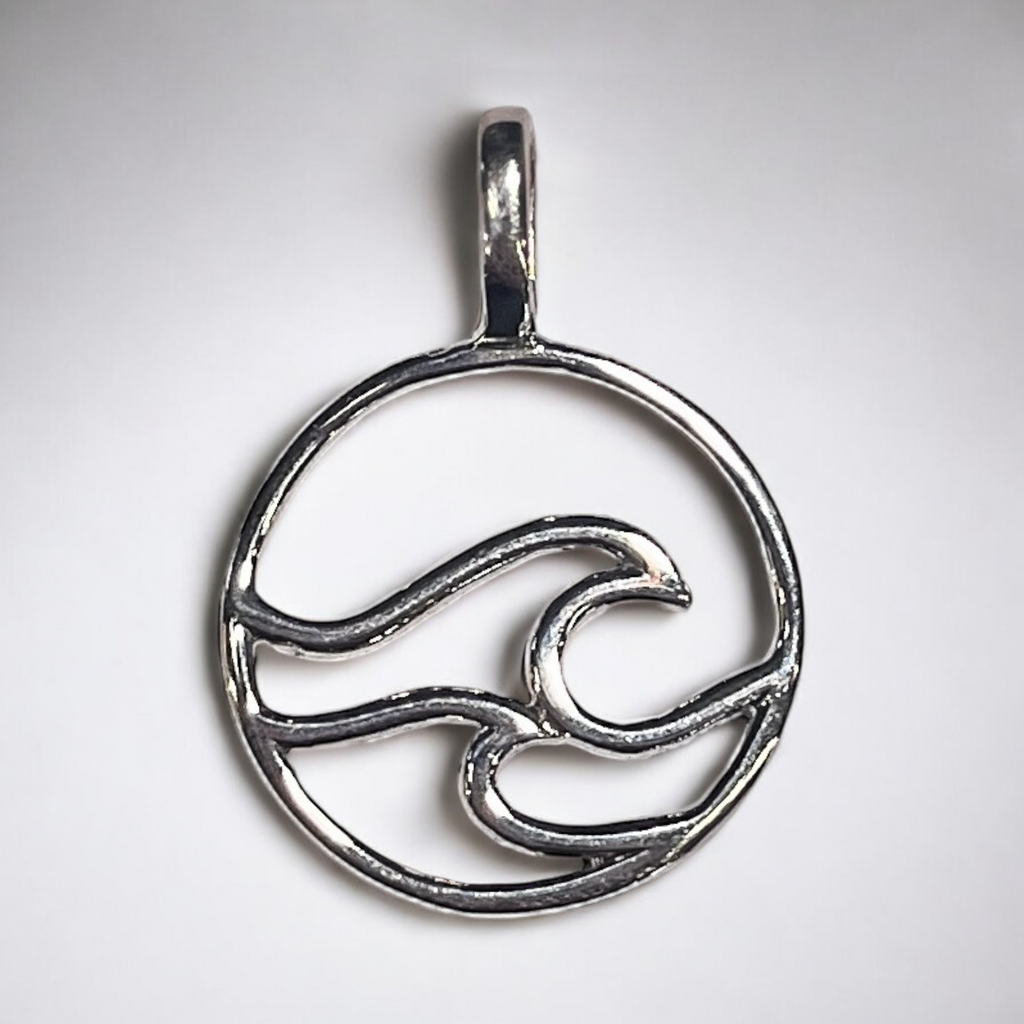 Sterling Silver Double Wave in Circle charm