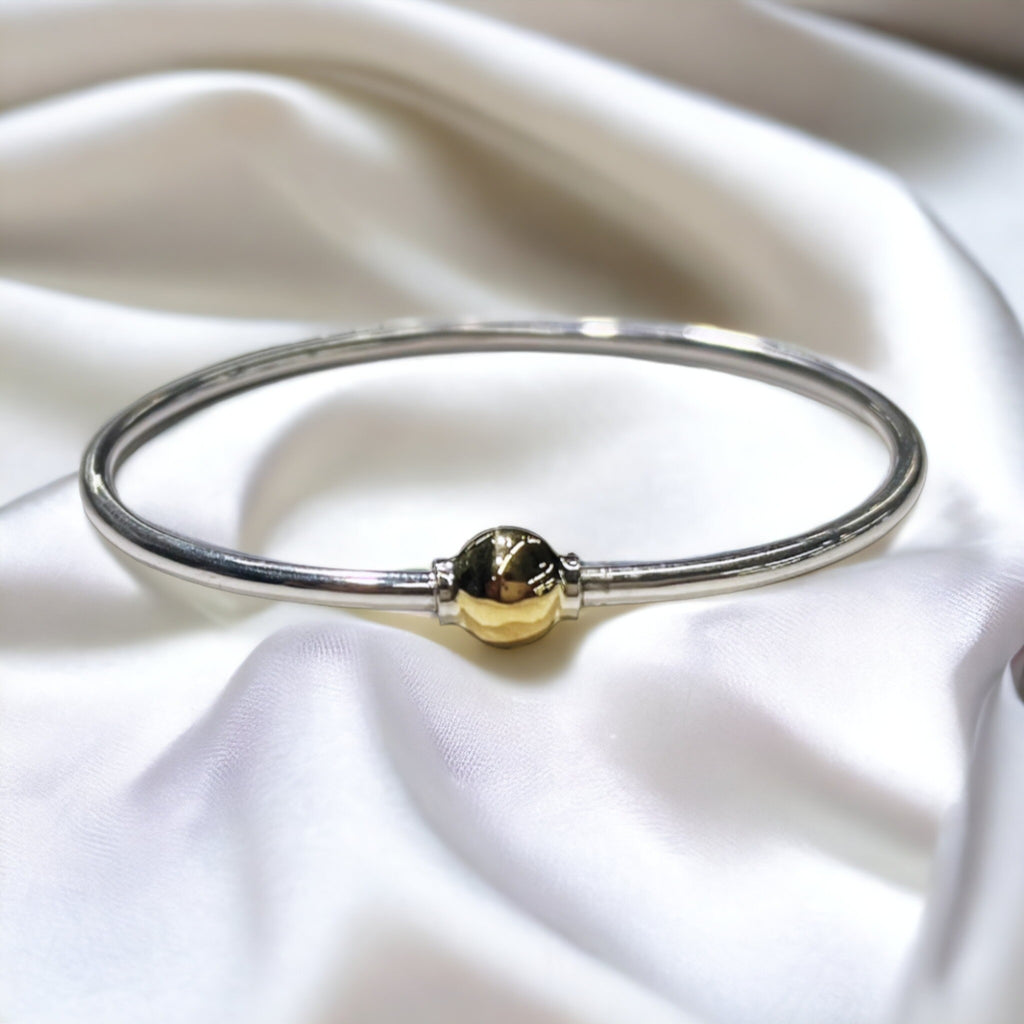 14K & Sterling Silver Single Ball Bracelet