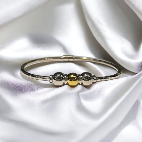Triple Ball Bracelet- 2 S.S Balls & 1 14k Ball