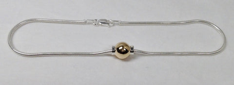 14K Yellow Gold and Sterling Silver Anklet