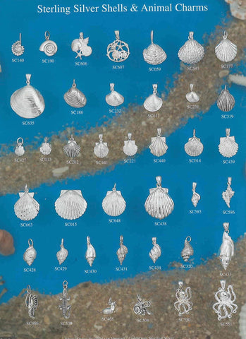Sterlinf Silver Shells and Wildlife Charms 