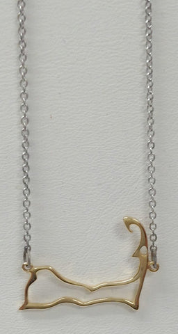 14K Gold & Sterling Silver Outline of the Island with 16" + 2"