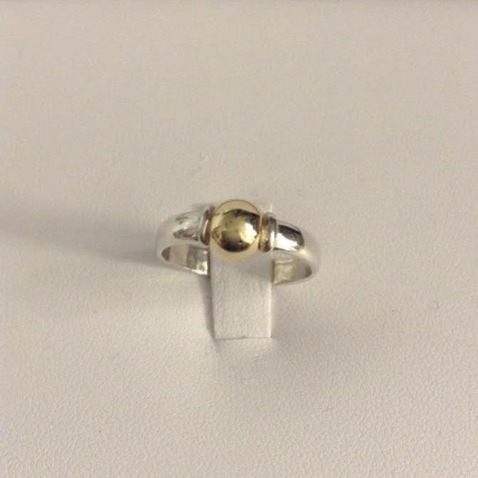Sterling Silver Band with Vermeill Gold Ball (Ring)