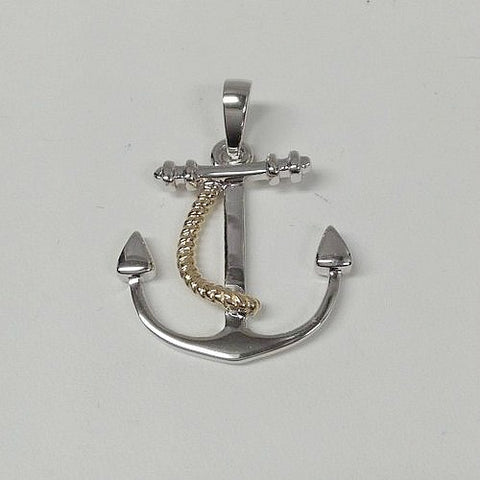 Sterling Silver w/ 14k Rope Anchor