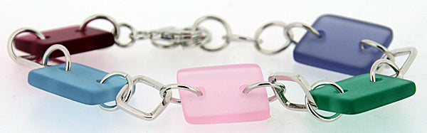 Sterling Silver Sea Glass Bracelet (Pink, Blue, Green, Red)